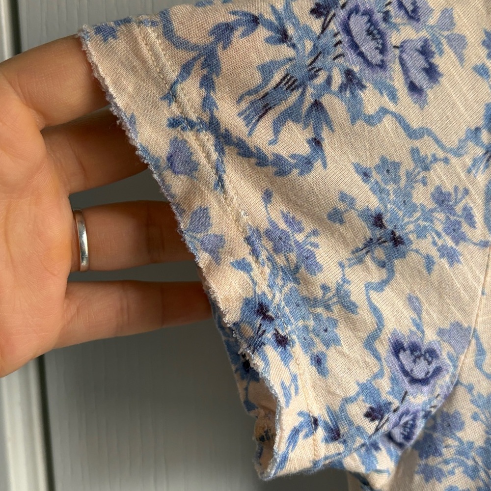 LoveShackFancy Girl's Mini Calix Tee Blue Frosted Shores Floral Print Size 12Y - Picture 5 of 11